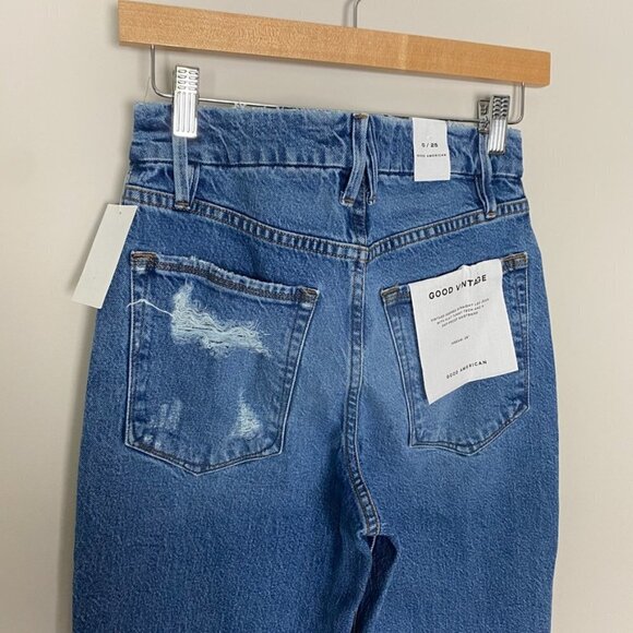 Good American Good Vintage Distressed High Rise Jeans Womens 0/25 Blue NWT - Picture 6 of 9